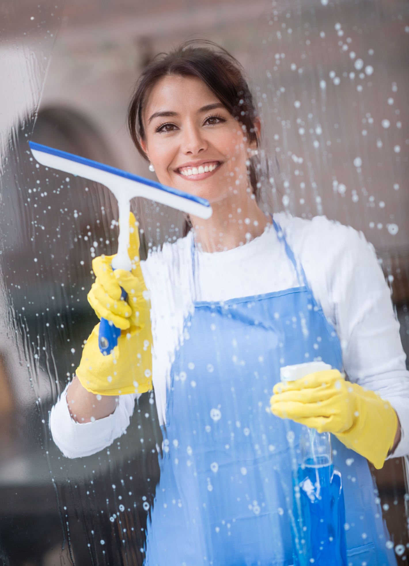 Happy cleaning lady